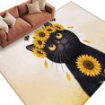 thumbnail image 2 of Cute Black Cat Washable Living Room Rugs 6'x9', Yellow Sunflower Bee Country Style Fields Low Pile Throw Large Area Rug Non-Slip Sturdy Edge Binding Carpet for Dining Room Kitchen Office, 2 of 9