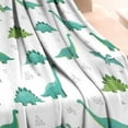 thumbnail image 3 of White Cartoon Dinosaurs Geometric Pattern Blanket,Comfortable Soft Flannel Throw Blanket,All Season,Warm Lightweight Blankets for Sofa Bed Couch Living Room Chair,30"x40", 3 of 4