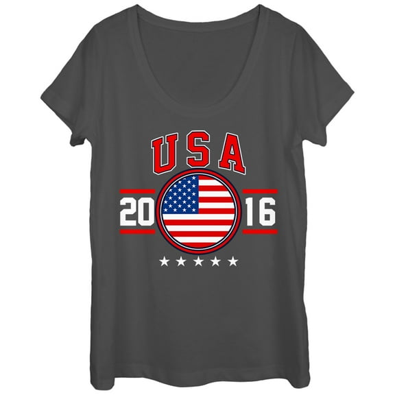 Women's Lost Gods Fourth of July USA 2016 Scoop Neck Charcoal Small