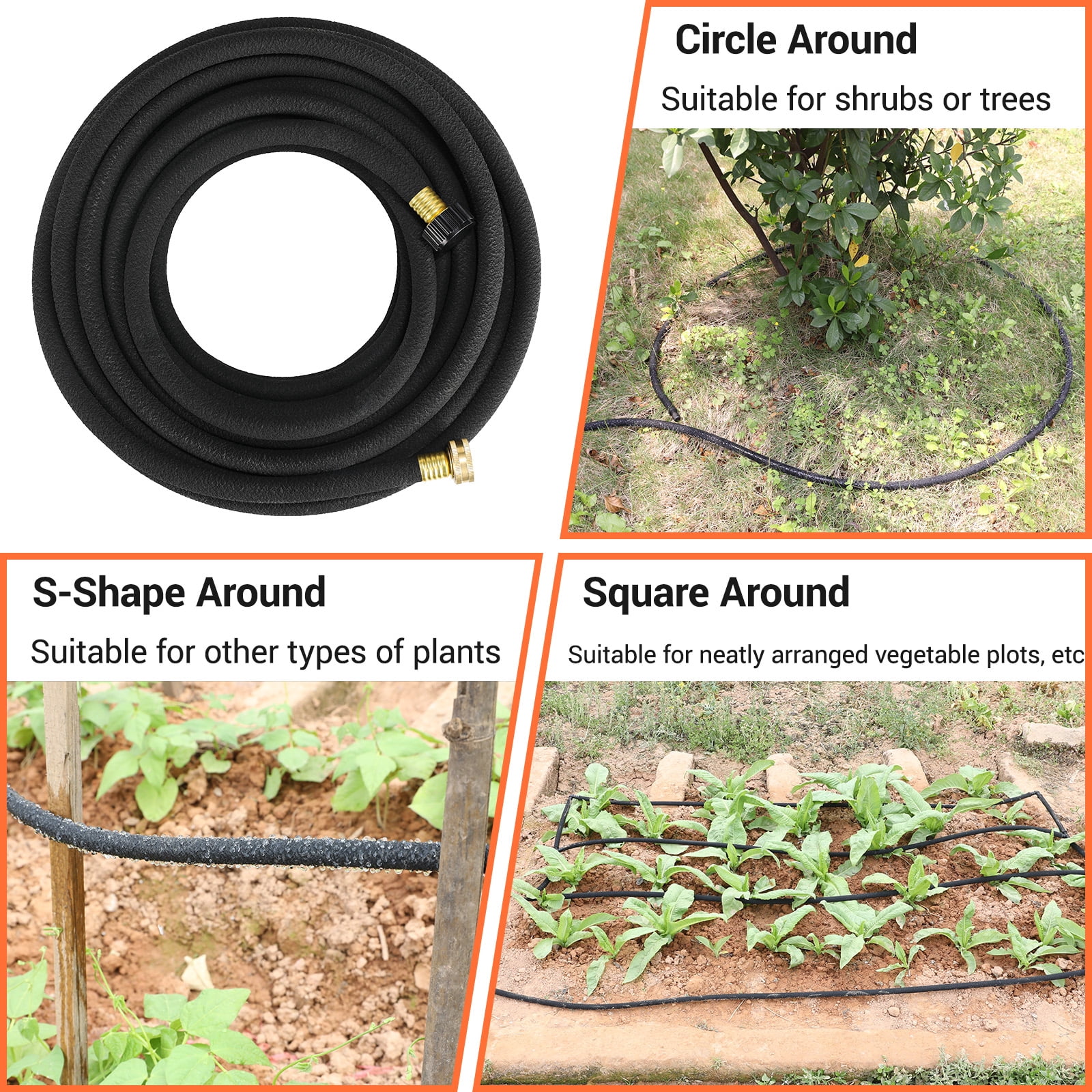 TLGREEN Soaker Hose 50 ft 1/2", Solid Brass Connectors, Heavy Duty Drip Hose to Save 70% Water, for Garden, Lawn and Yard