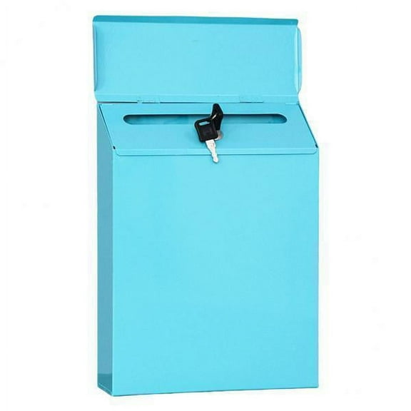 2x Iron Vertical Locking Box Durable Key Paperwork Newspapers Holder Secure Postbox Office