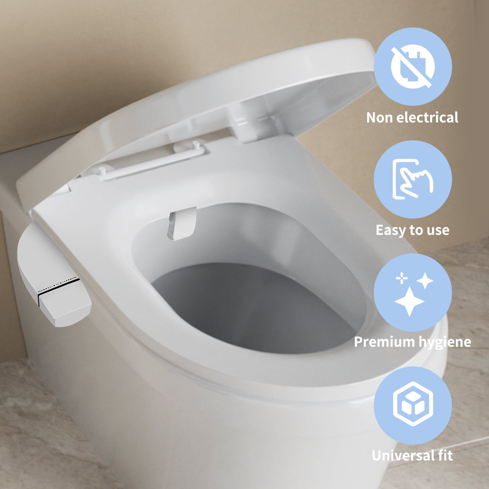 PHANCIR Ultra-Slim Bidet Attachment for Toilet, Dual Nozzle (Frontal & Rear Wash) with Self Cleaning, Non-Electric Adjustable Water Pressure Water Toilet Seat Attachment White