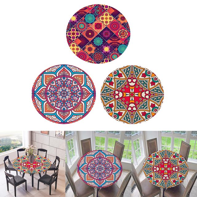 3 piezas 1, de diámetro. Mantel de forma forma forma Bohemia Mantel de a Yotijar Cubierta protectora con bordes elásticos