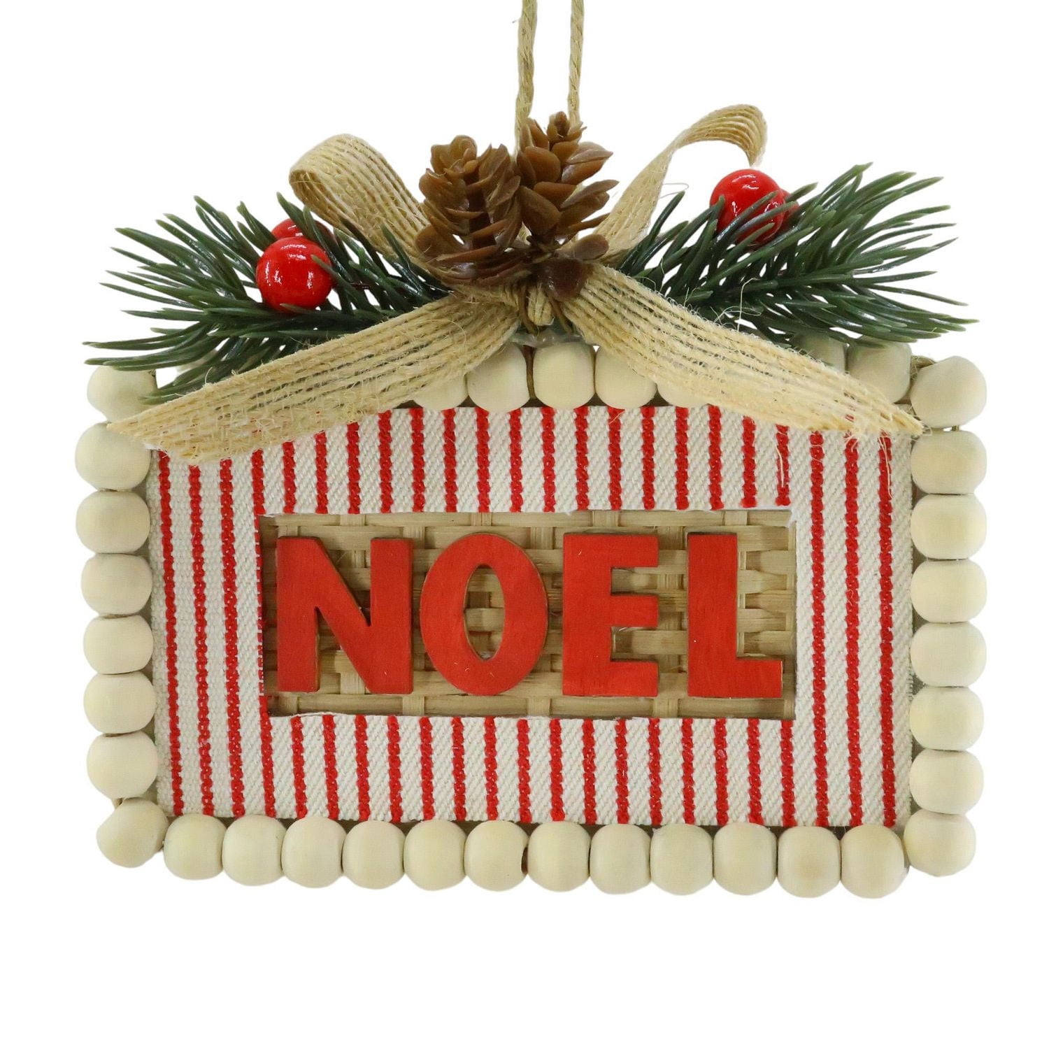 Holiday Time Ornement Cadre NOEL en Perles de Bois