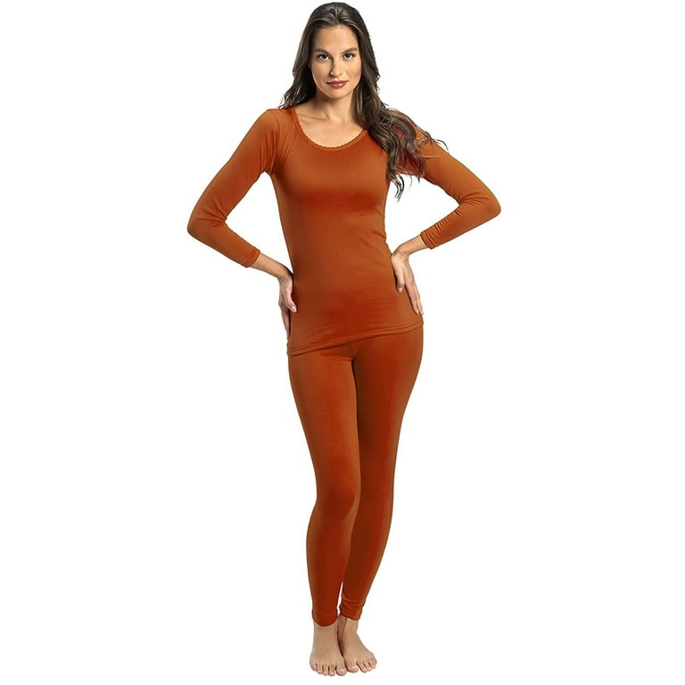 Rocky Women Thermal Top and Bottom Warmer Cold Weather Underwear Set, Rust  XS 