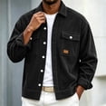 thumbnail image 4 of LODIENY Men Corduroy Shirt Jacket Casual Work Button Down Long Sleeve Vintage Regular Fit Shirts with Two Flap Pockets Black S, 4 of 7