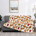 thumbnail image 2 of Honeii Hot Dog Burger print throw blanket, crafted from cozy cotton flannel, offers versatile home decor as a bedding suitable for all seasons.-, 2 of 6