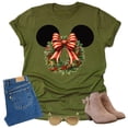 thumbnail image 3 of Minnie Mickey Ears Christmas Flower Wreath Women T Shirt Fall Floral Winter Floral Antique Bow ( XX-Large, Olive), 3 of 4
