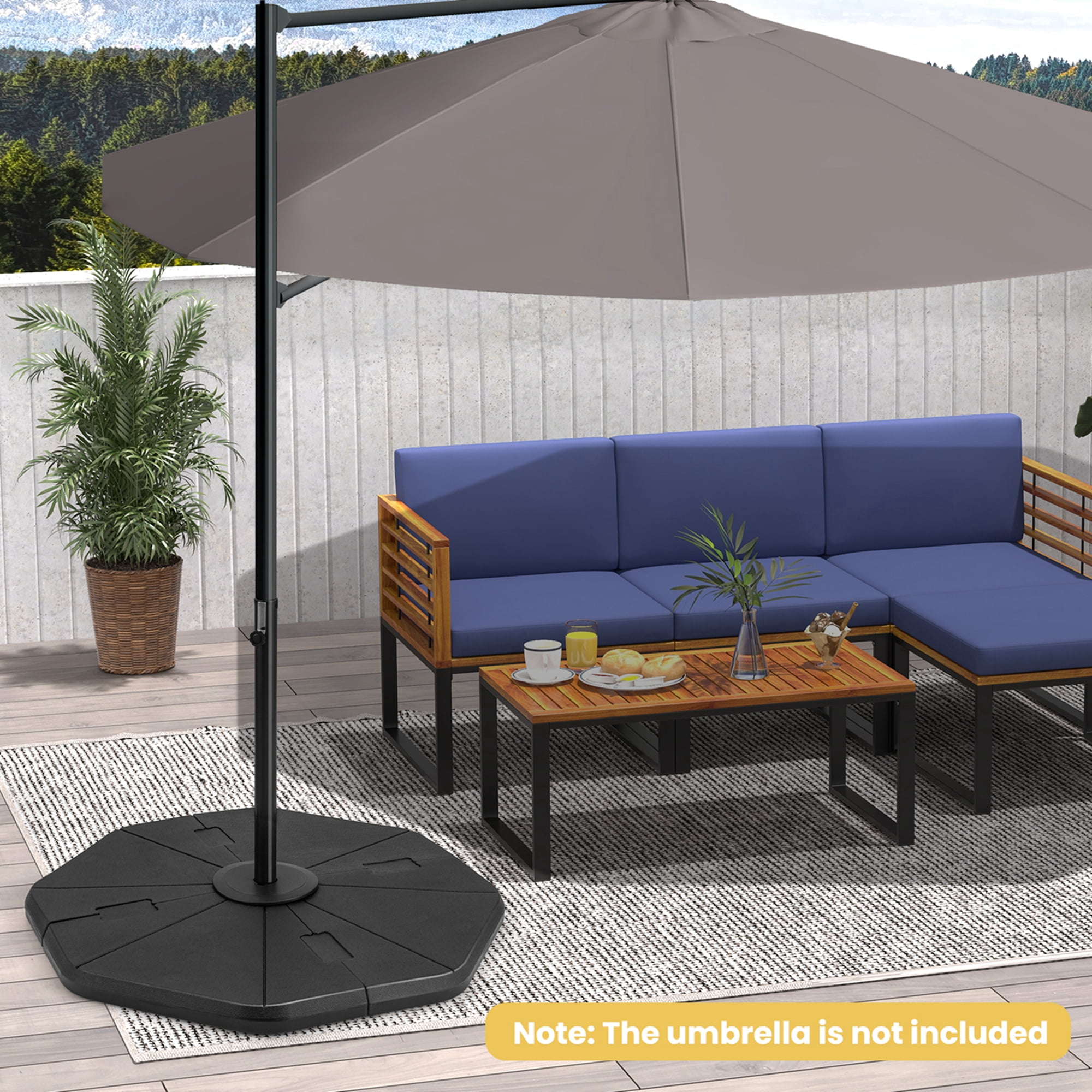 Costway 4PCS Fillable Umbrella Base Stand Patio Offset Cantilever Umbrella Base Garden