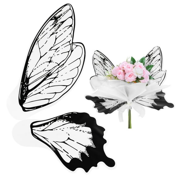 40pcs Butterfly Flower Wrapping Paper Bouquet 20" x 22" Plastic, Black