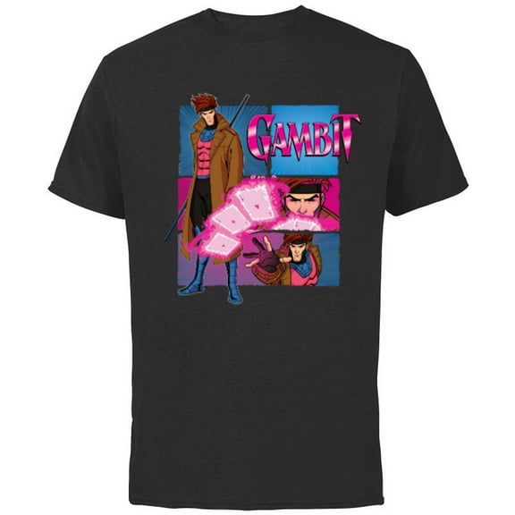 Marvel Studios X-Men ’97 Gambit Card Throw Action Panels- Short Sleeve Cotton T-Shirt for Adults - Customized-Black