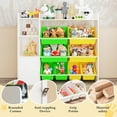 thumbnail image 4 of Kids Toy Storage Organizer with 8 Removable Toy Bins, Bookshelf & 2 Storage Cubbies,Playroom, Bedroom & Classroom Organization, White Theme + Yellow Frame + Green Frame, 4 of 5