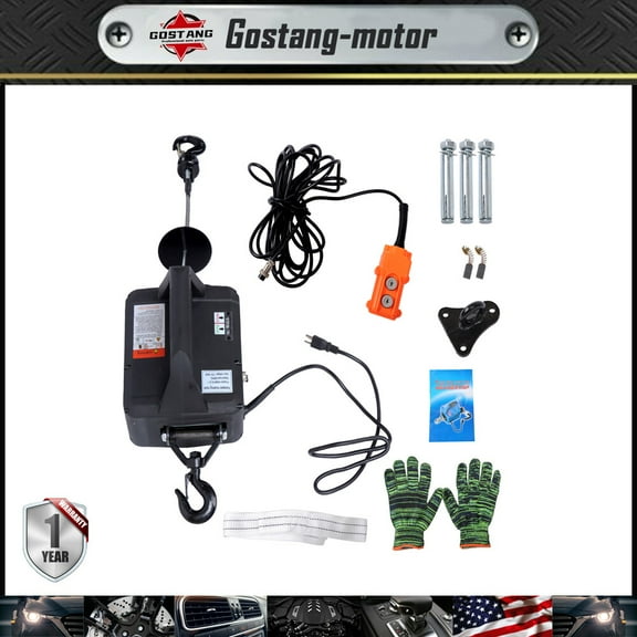 2-in-1 Electric Hoist Winch, 1100 lbs Lift Capacity, 1500W Portable Power Winch