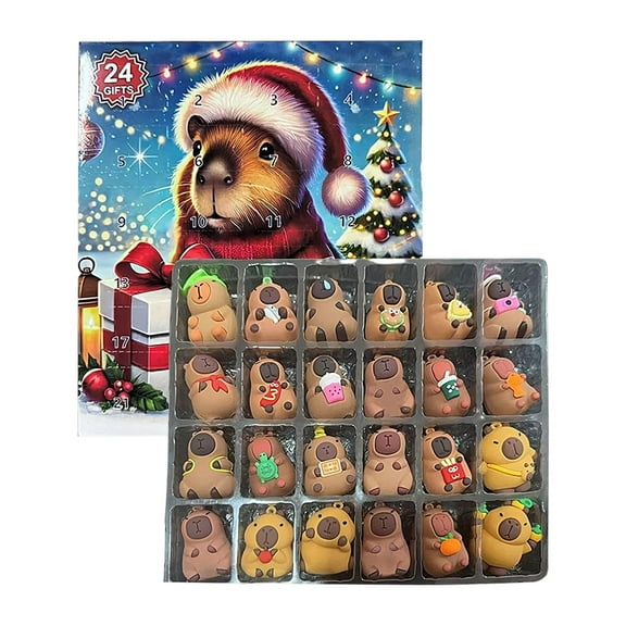 Capybara Advent Calendars 2025, 24 Days Christmas Countdown Calendar with Capybara Ornaments, Cute Capybaras Figures Advent Calendars, Countdown Surprise Gifts for Family Friends