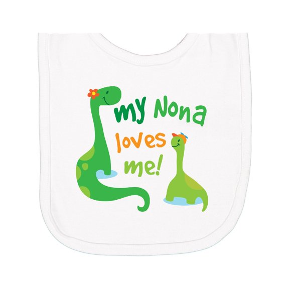Inktastic My Nona Loves Me Grandson Dinosaur Newborn Bib