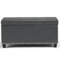 thumbnail image 4 of Amelia 33 inch Wide Transitional Storage Ottoman Bench in Stone Grey Vegan Leather, 4 of 11