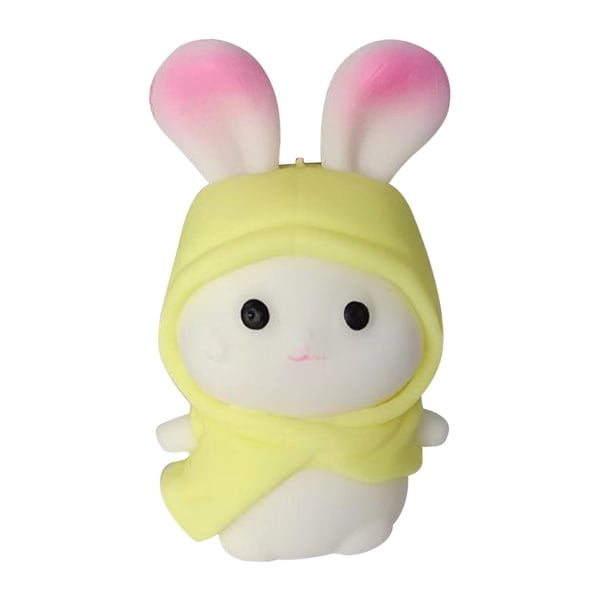 Juguete de conejo para aliviar el estrés | Peluche de rebote lento | Diseño de conejito de dibujos animados lindo | Material blando suave | Incluye múltiples atuendos de vestir | Fidget portátil de
