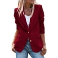 thumbnail image 2 of Tiqkatyck Womens Blazer on Sale, Women's Fall Casual Long Sleeve Notch Lapel Work Business Jackets TrendyOuterwear Suit Jacket Women, Burgundy Blazers for Women XL, 2 of 9