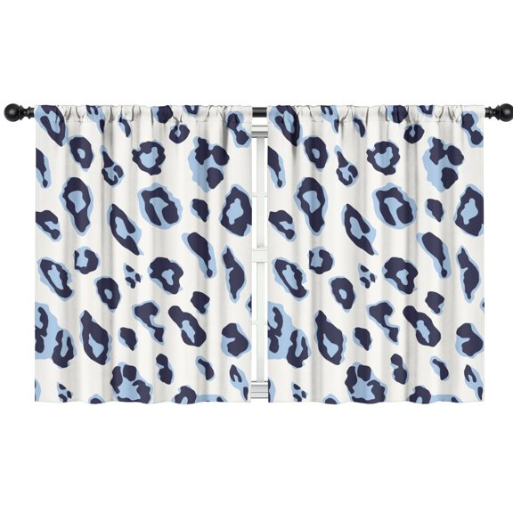 Blackout Kids Curtains,White and Blue Of Leopard Print Childrens Insulated Curtains Set Of 2,Bedroom Essentials,Toddler Room Decor 42"x54"