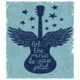 thumbnail image 3 of Music Duvet Cover Set, Let the Music Be Your Pilot Words Winged Electronic Guitar and Stars Retro Print, Decorative 3 Piece Bedding Set with 2 Pillow Shams, Queen Size, Dark Blue, by Ambesonne, 3 of 3