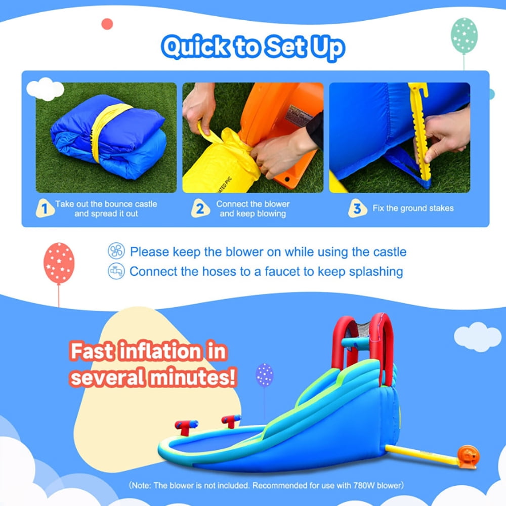 Aimee Lii Inflatable Waterslide Bounce House with Upgraded Handrail without Blower, Bounce House Water Slide for Kids 3-10