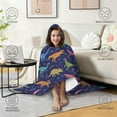 thumbnail image 4 of Wearable Blanket,Colorful Cartoon Dinosaurs Plants Pattern Hooded Wearable Flannel Blanket for Adults & Teens,Winter Poncho Shawl Wrap Cape Cozy Anti-Pill,50"x60", 4 of 5