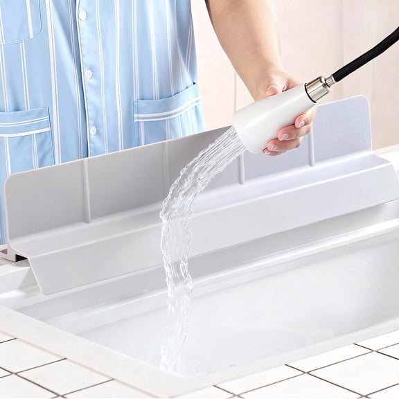 FT Hita 23 inches Kitchen Sink Splash Guard Non Slip Strong Suction Fixed,Faucet&Countertop Protector for Faucet, Countertop & Sink Edge(Gray)