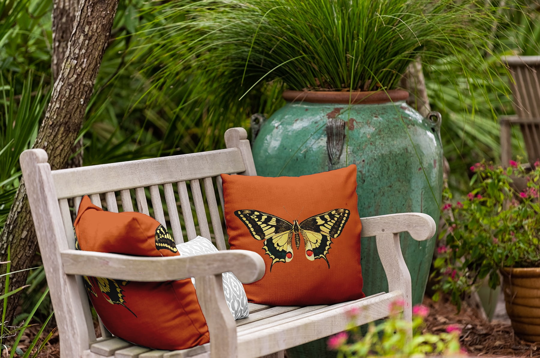 20" x 20" Simply Daisy Rare Swallowtail Indoor/Outdoor Pillow, Perfect Orange Qty 1