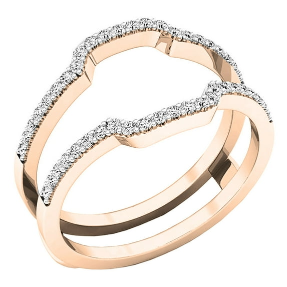 Dazzlingrock Collection 0.25 Carat (ctw) Round White Diamond Ladies Wedding Enhancer Guard Ring 1/4 CT, 10K Rose Gold, Size 4