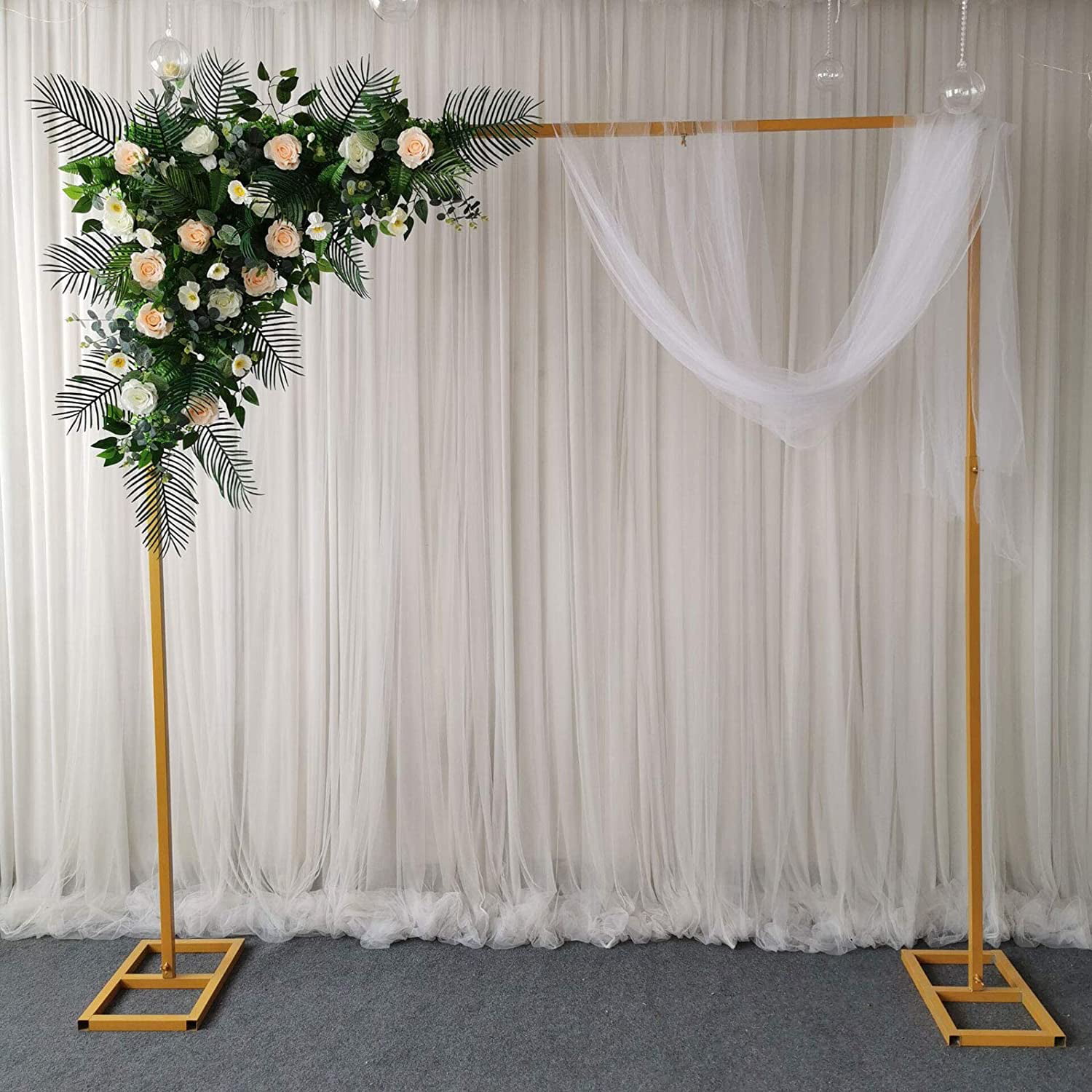 7.2 x 4.8 Feet Wedding Arch Square Garden Arch Metal Abor Gold Backdrop Stand Easy Assembly Balloon Arch for Bridal Birthday Party Decoration Wedding Arches for Ceremony 