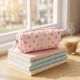 thumbnail image 2 of ZhangC Checkered Cherry Pencil Pouch, 7.5x3.2 Inch Cute Cotton Quilted Storage Bag, Soft Pen Case Makeup Brush Organizer for Office, Home and Travel, Pink, 2 of 6