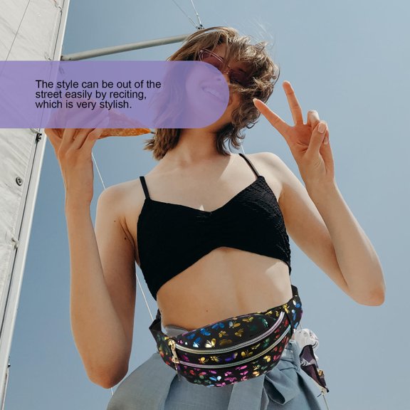 OUNONA Lightweight Black Waist Bag for Outdoor Activities with Multiple Wearing Options and Secure Zipper Closure