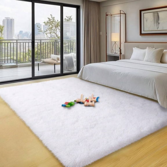 YFLXDMLYYSC Rugs for Living Room, Large Fluffy Area Rugs for Bedroom, (4ft x 6ft, White)