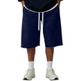 thumbnail image 5 of Bermuda Shorts for Men Under Knee Baggy Sweat Shorts 2026 Fleece Cotton Y2k Shorts Casual Shorts Hem Gym Shorts with Pockets Dark Blue 2XL, 5 of 6