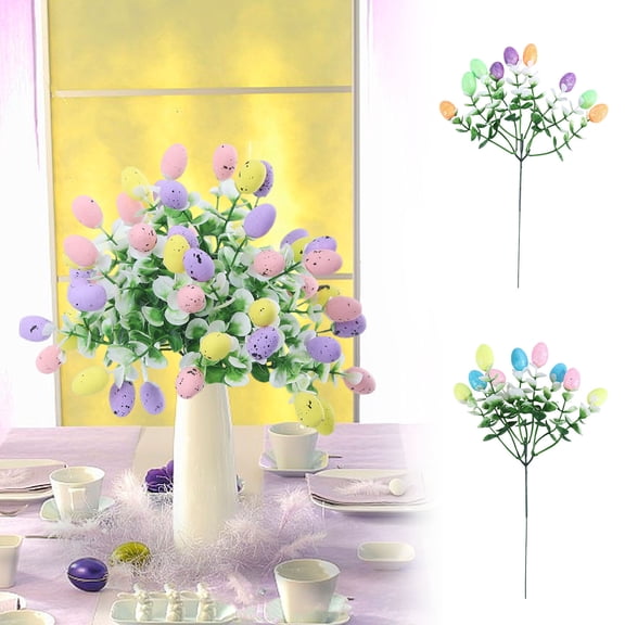 Aloohaidyvio Easter Decorations Artificial Eggs Flowers - Floral Picks Decor Stems with Leaves for Home Table Centerpiece Vase Arrangement