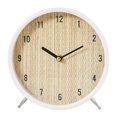 thumbnail image 5 of DecMode 7" Light Brown Wood Woven Clock with White Frame and Silver Legs, 5 of 11