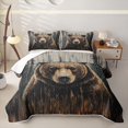 thumbnail image 2 of Erosebridal Rustic Brown Bear Twin Quilt Set for Boys Men, Wood Plank Forest Print Twin Coverlet Set, 2-Piece, 2 of 7