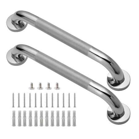 Shower Grab Bar 2 Pack 16 Inch Chrome anti slip pattern 304 Stainless Steel Bathroom Safety Handle