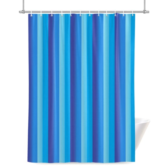 Blue Stripe Gradient Bathroom Shower Curtain, Vertical Striped Modern Minimalist Art Waterproof Washable Soft Bath Curtain for Bathtub Decor with 12 Hooks&Grommet, 36x78in