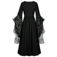 thumbnail image 4 of Gothic Halloween Dress for Women Lace Skull Floral Graphic Drawstring Butterfly-Sleeve Vampire Costume Long Sleeve Maxi Witch Dress Plus Size Vintage Spooky Dresses, 4 of 5