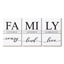 Elephant Stock Crazy Loud Love Family Wall Sign Wall Art - Horizontal Multi Panel Canvas - Living Room Wall Decor - Wall Signs Multi Panel - White And Black Decor - 80" x 39"