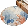 thumbnail image 2 of Small Round Rug 3Ft, Orange Navy Blue Coral Non-Slip Washable Circle Rugs Carpet, Summer Beach Coastal Retro Indoor Outdoor Rug Floor Mats Throw Runner for Bedroom Living Room Bathroom, 2 of 8