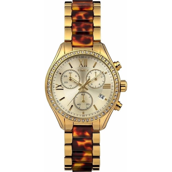 Timex Classic Chronograph Quartz Gold Dial Ladies Watch