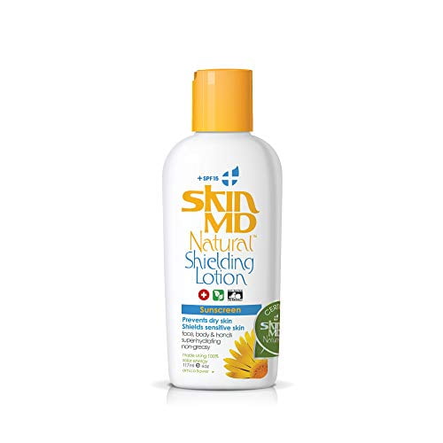 Skin MD Natural Shielding Lotion for Face Body & Hands 4oz + SPF 15