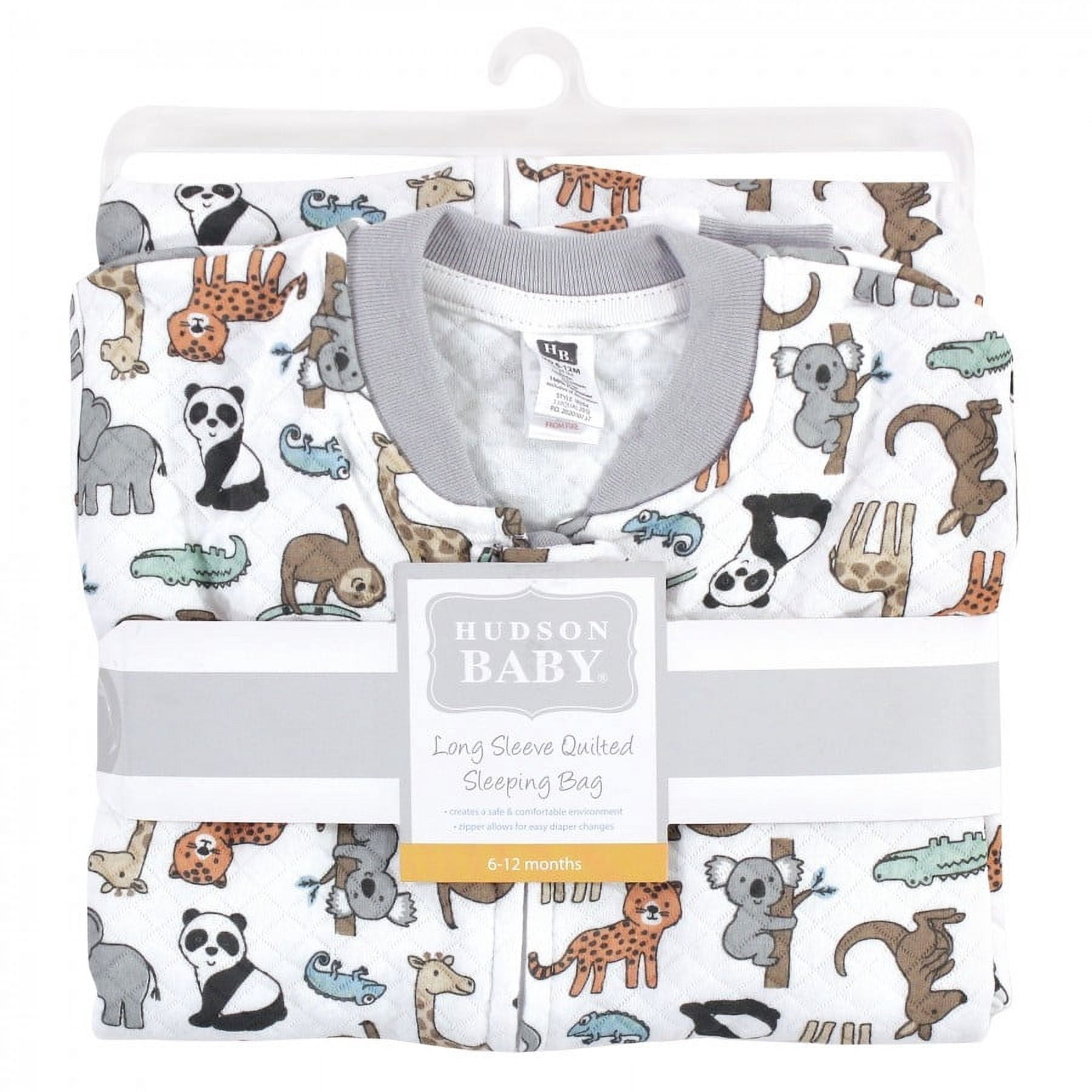 Hudson Baby Infant Boy Premium Quilted Long Sleeve Sleeping Bag and Wearable Blanket, Zoo Animals, 0-6 Months