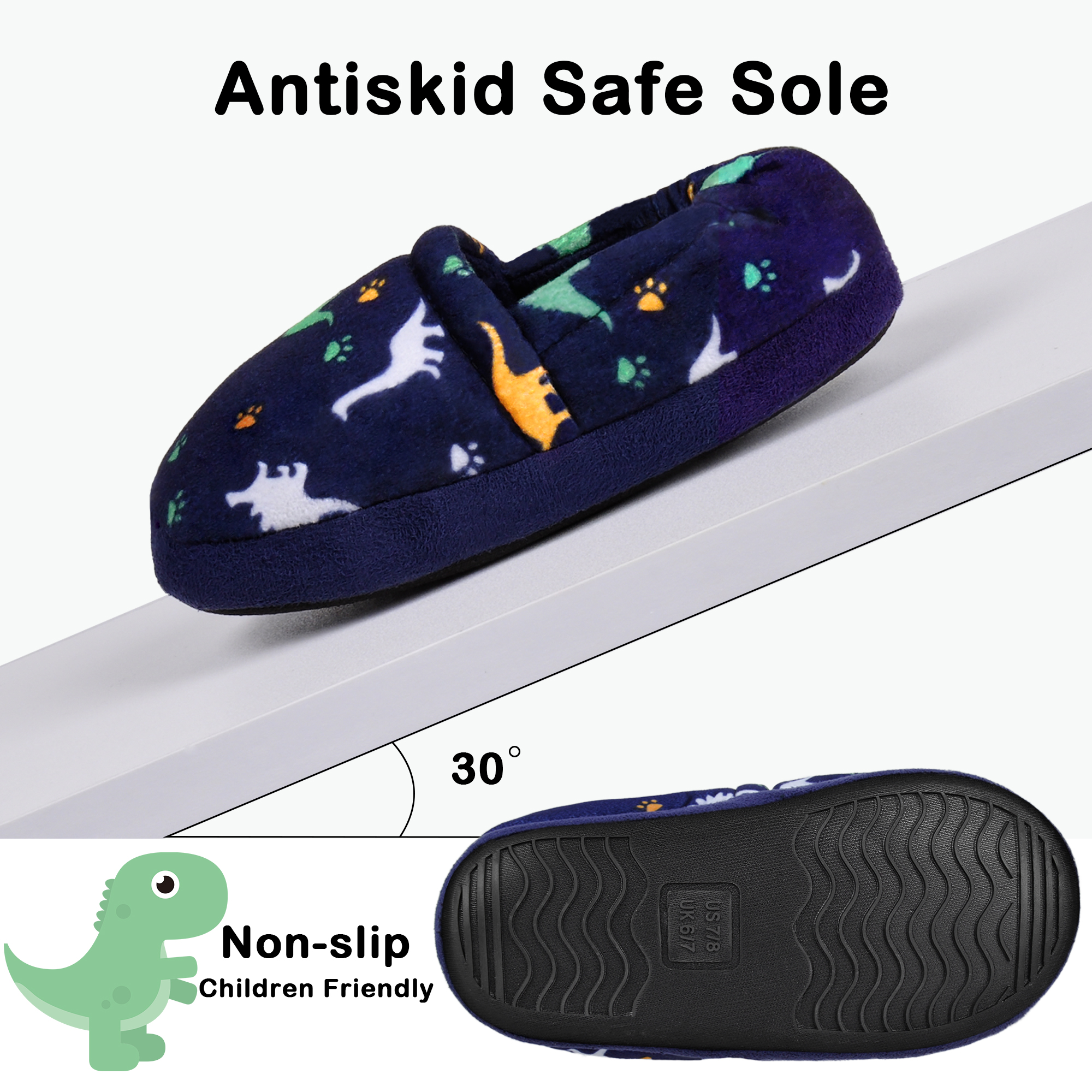 HOMEHOT Boys Dinosaur Memory Foam Slippers photo 5