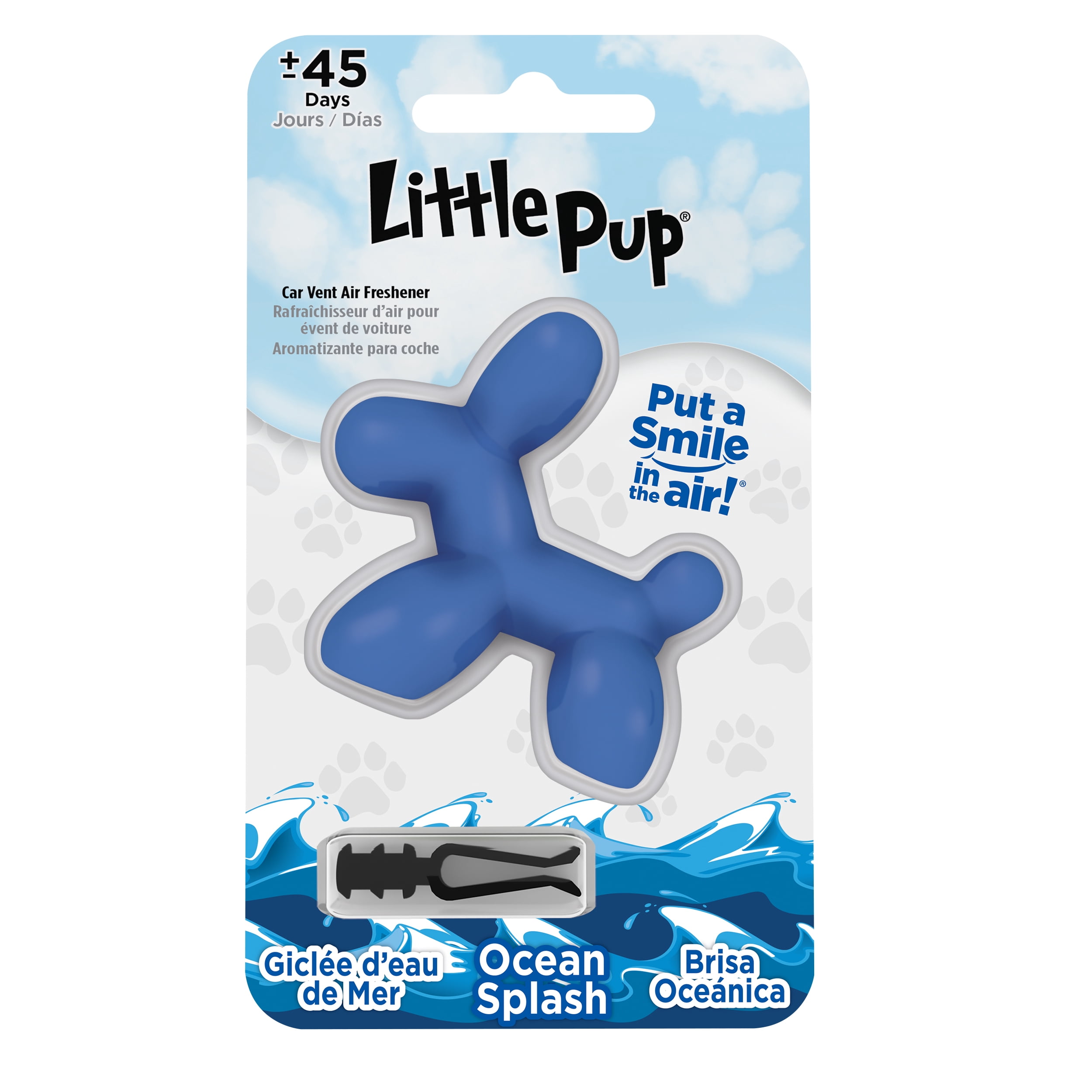 (3 pack) Little Pup 96603 Ocean Splash Scent, Car Air Freshener, Clips to A/C Air Vent, Set of 1