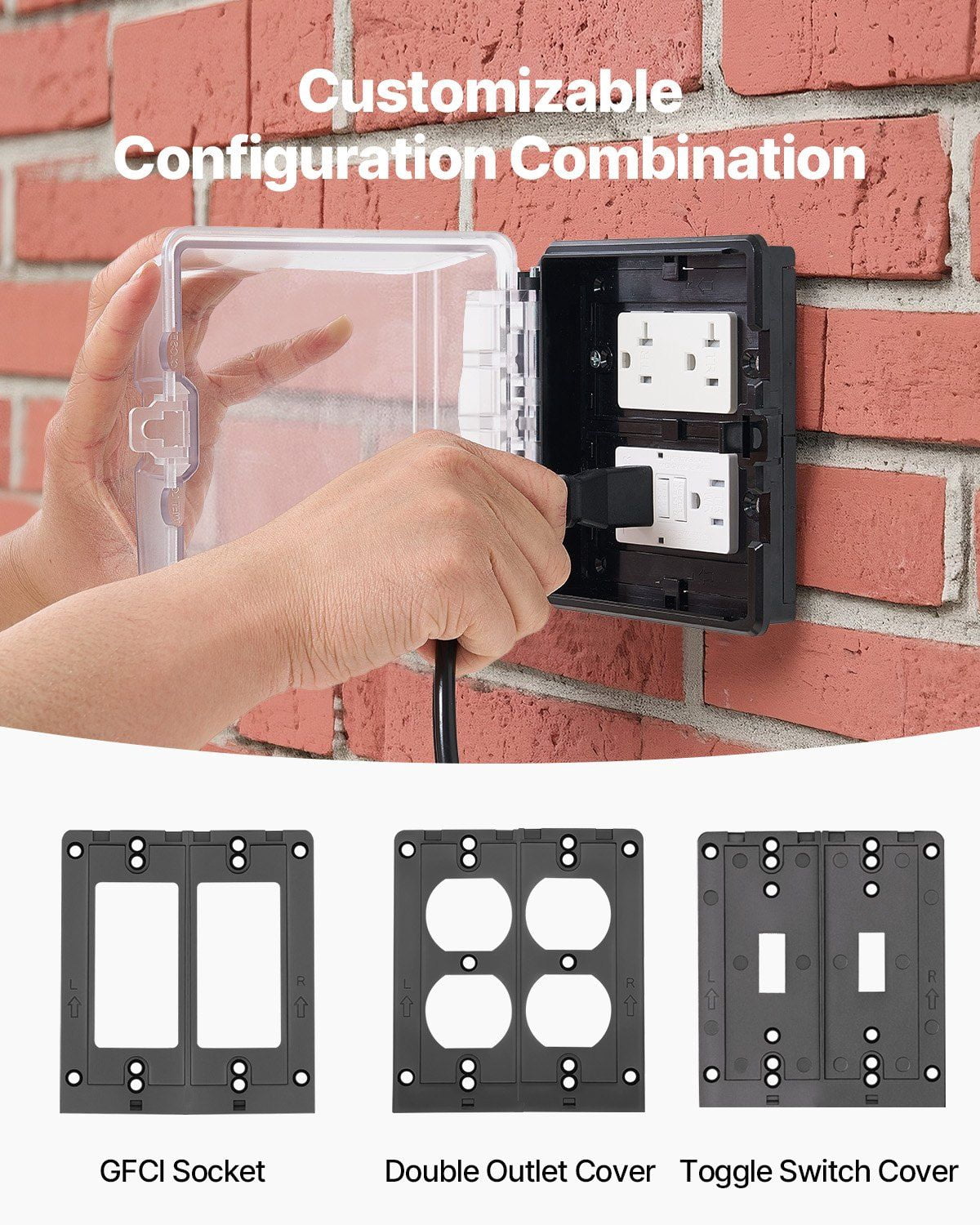 Lockable Outdoor Outlet Cover 2-Gang, All-Weather Waterproof Electrical Box with Gasket for Patio, Garden, and Garage Use