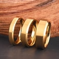 thumbnail image 5 of Tungsten Steel Couple Rings Classic Flat Beveled Gold Finish, 5 of 5