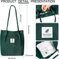 thumbnail image 3 of Ayieyill Corduroy Tote Bag Large for Women Girl Lady Canvas Shoulder Cord Purse and Handbags with Inner Pocket (Green), 3 of 7